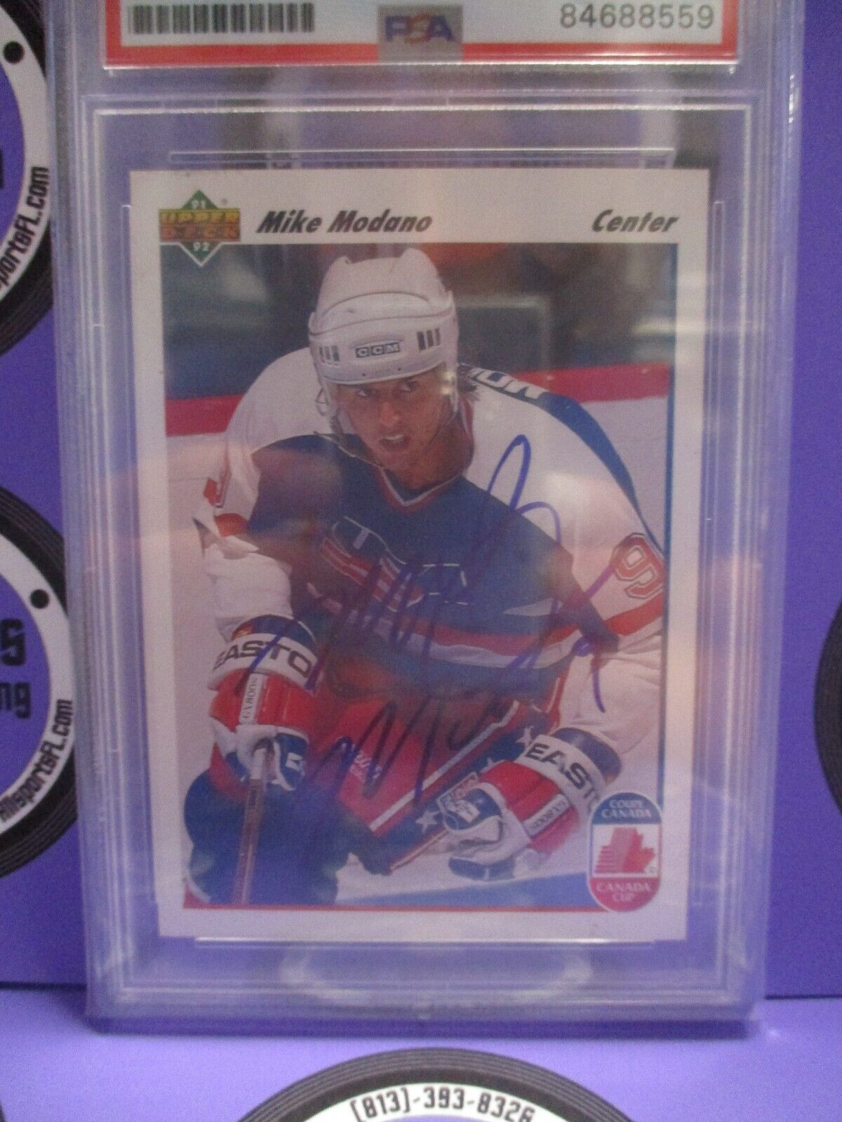 Mike Modano USA Autographed Signed 1991-92 Upper Deck Card PSA Slab #84688559