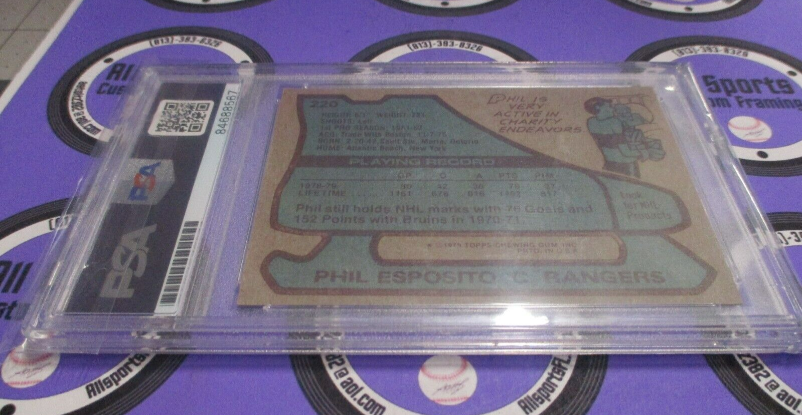 Phil Esposito Rangers Autographed Signed 1979-80 Topps Card PSA Slab #84688567