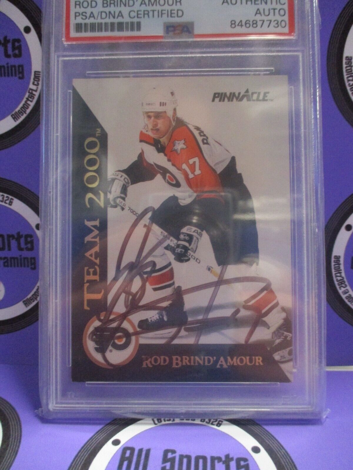 Rod Brind'Amour Autographed Signed 2000 Pinnacle Team Card PSA Slab #84687730