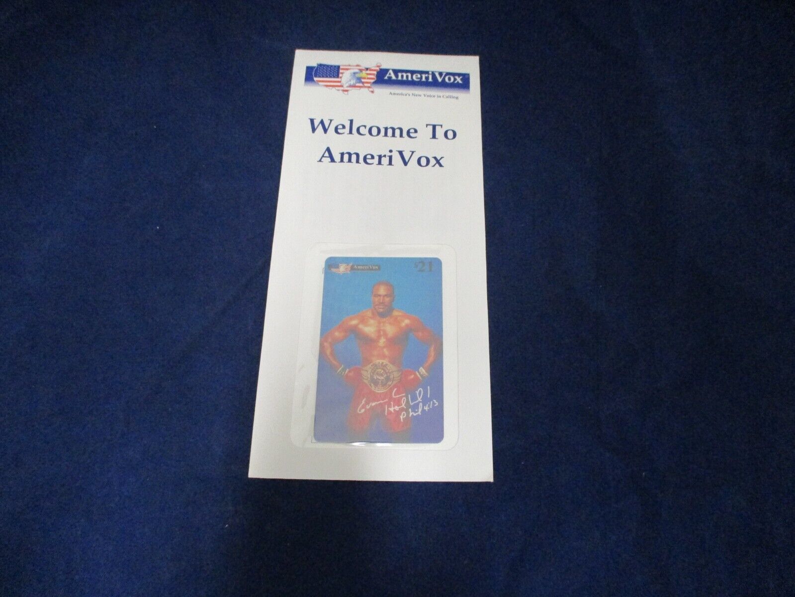 Welcome To Amerivox Evander Holyfield $21 Phone Card New In Package