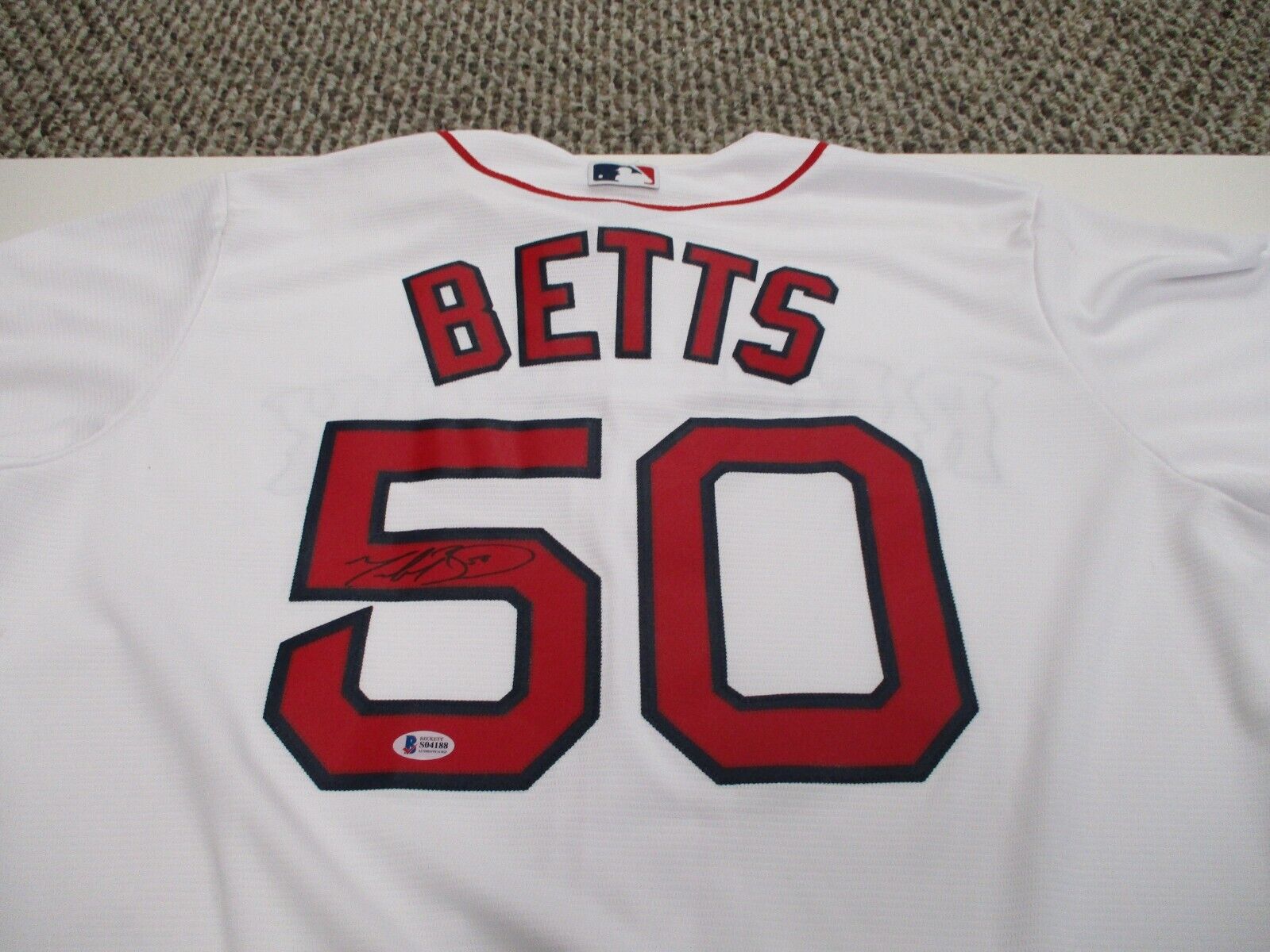 Mookie Betts Red Sox Autographed Signed Jersey Authentic Beckett COA #S04188