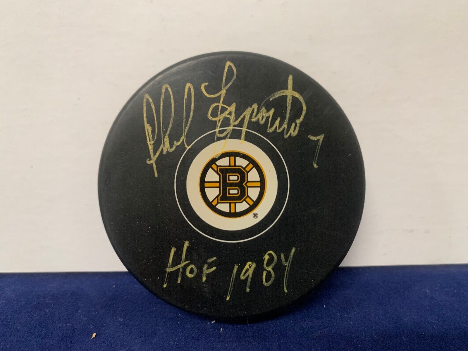 Phil Esposito Autographed Signed Boston Bruins Hockey Puck D with PSA COA