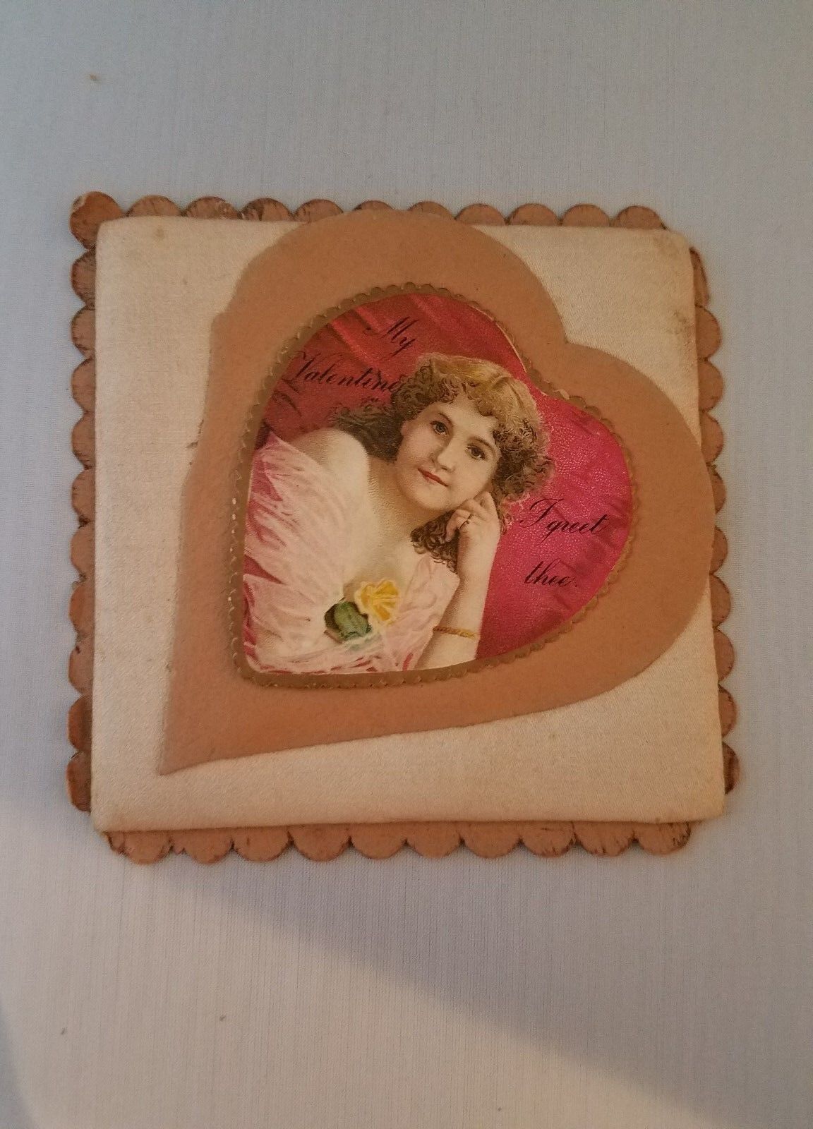 VINTAGE VALENTINES DAY CARD "My Valentine, I greet thee"