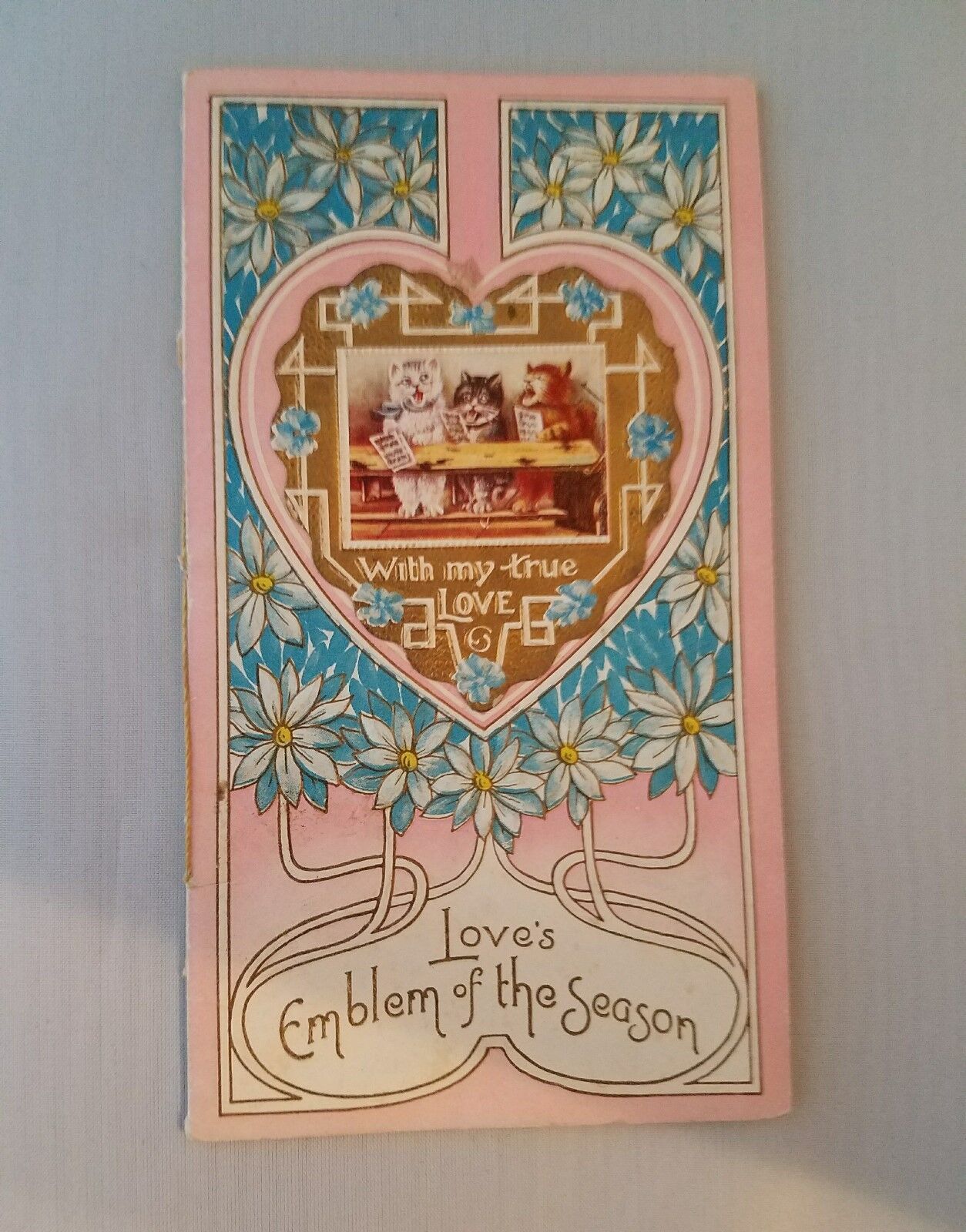 Vintage Valentine's Day Card "With my true love..Love's emblem of the season