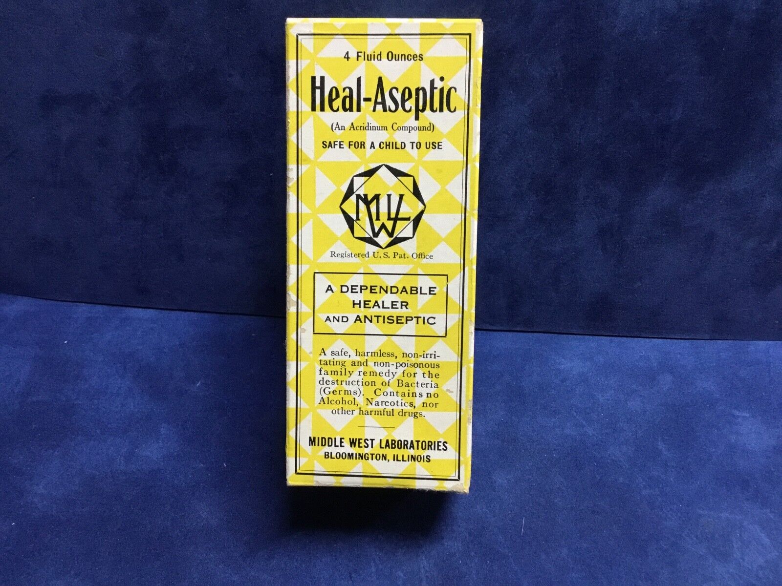 Vintage Heal-Aseptic Empty Box Made by Middle West Laboratories US Pat Office