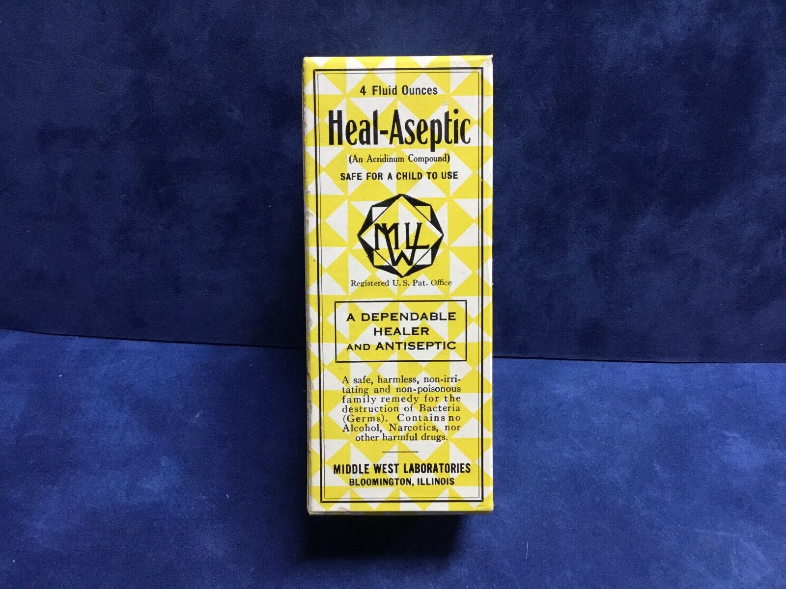 Vintage Heal-Aseptic Empty Box Made by Middle West Laboratories US Pat Office