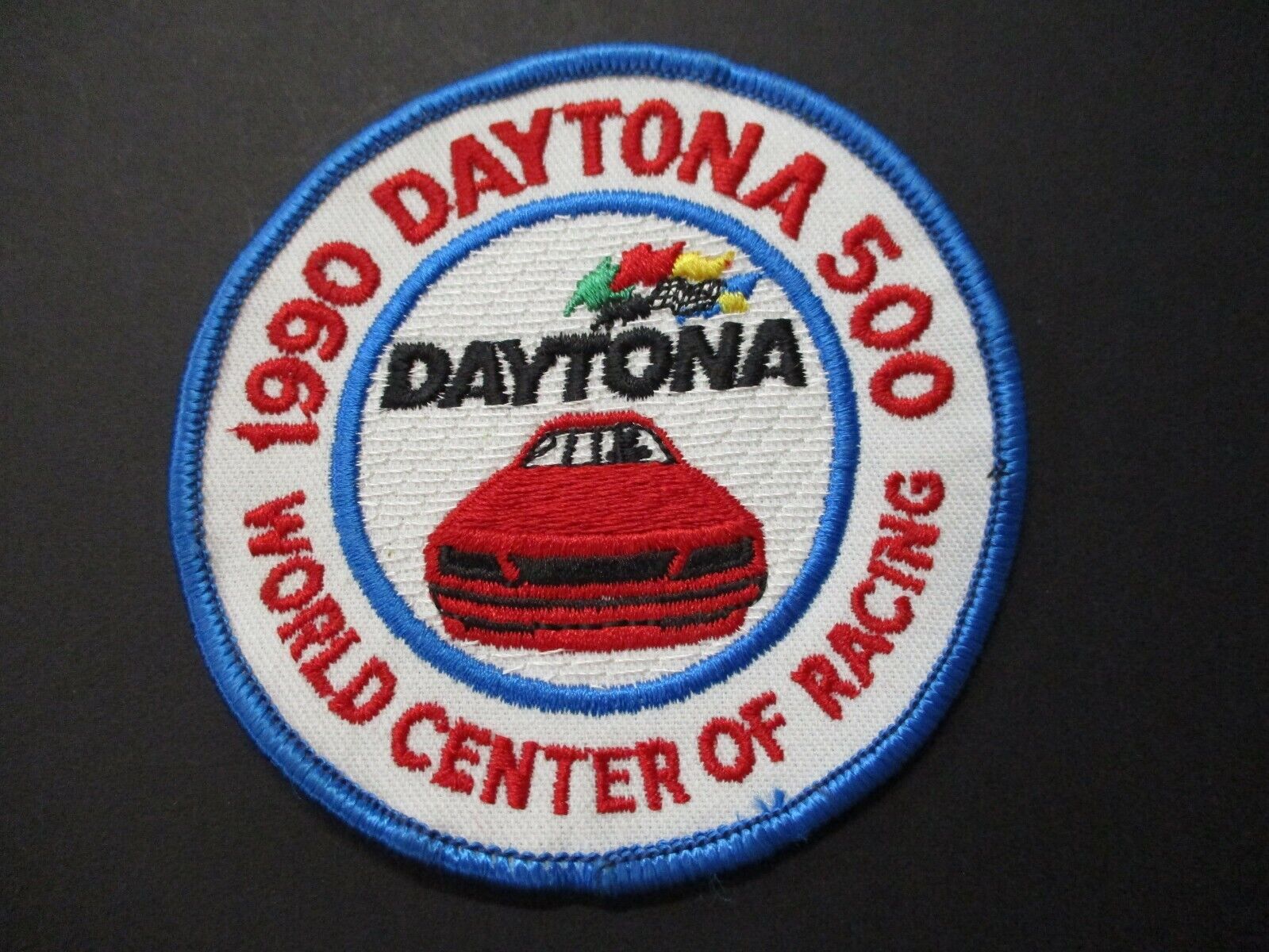 1990 Daytona 500 World Center of Racing Circle Patch Size 3.5 x 3.5 inches