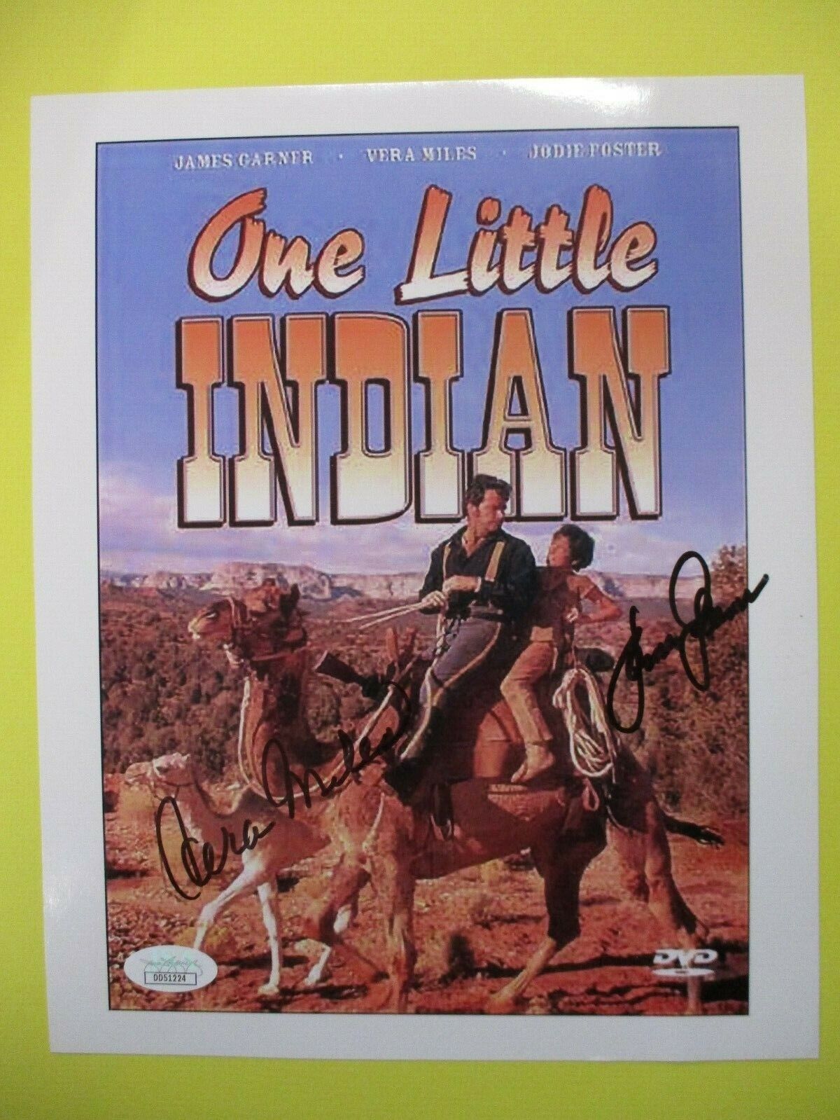 James Garner Vera Miles One Little Indian Sign Autographed 8x10 Color Photo JSA