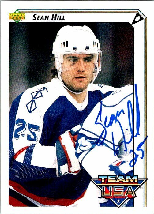 Sean Hill Team USA Hand Signed 1992-93 UD Hockey Card #392 NM