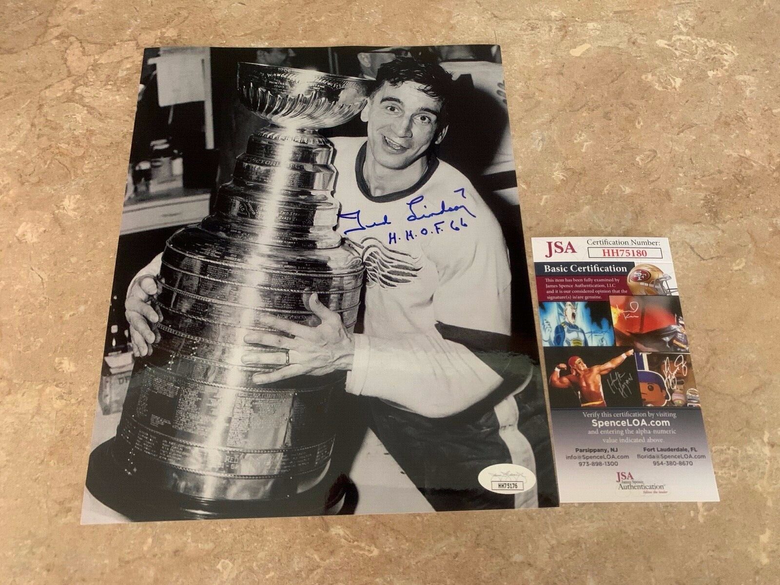 Ted Lindsay Red Wings HHOF 1966 Autographed 8x10 Hockey Photo 3 JSA COA #HH75180