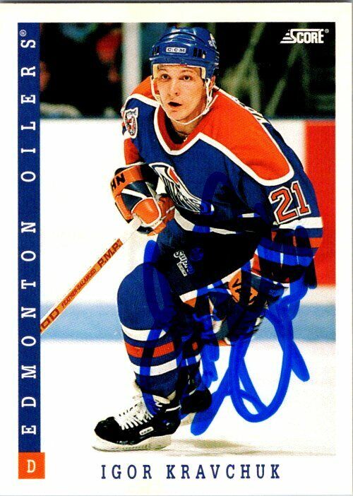 Igor Kravchuk Edmonton Oilers Hand Signed 1993-94 Score Hockey Card #309 NM