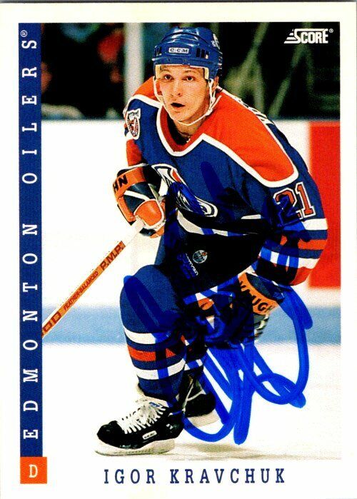 Igor Kravchuk Edmonton Oilers Hand Signed 1993-94 Score Hockey Card #309 NM