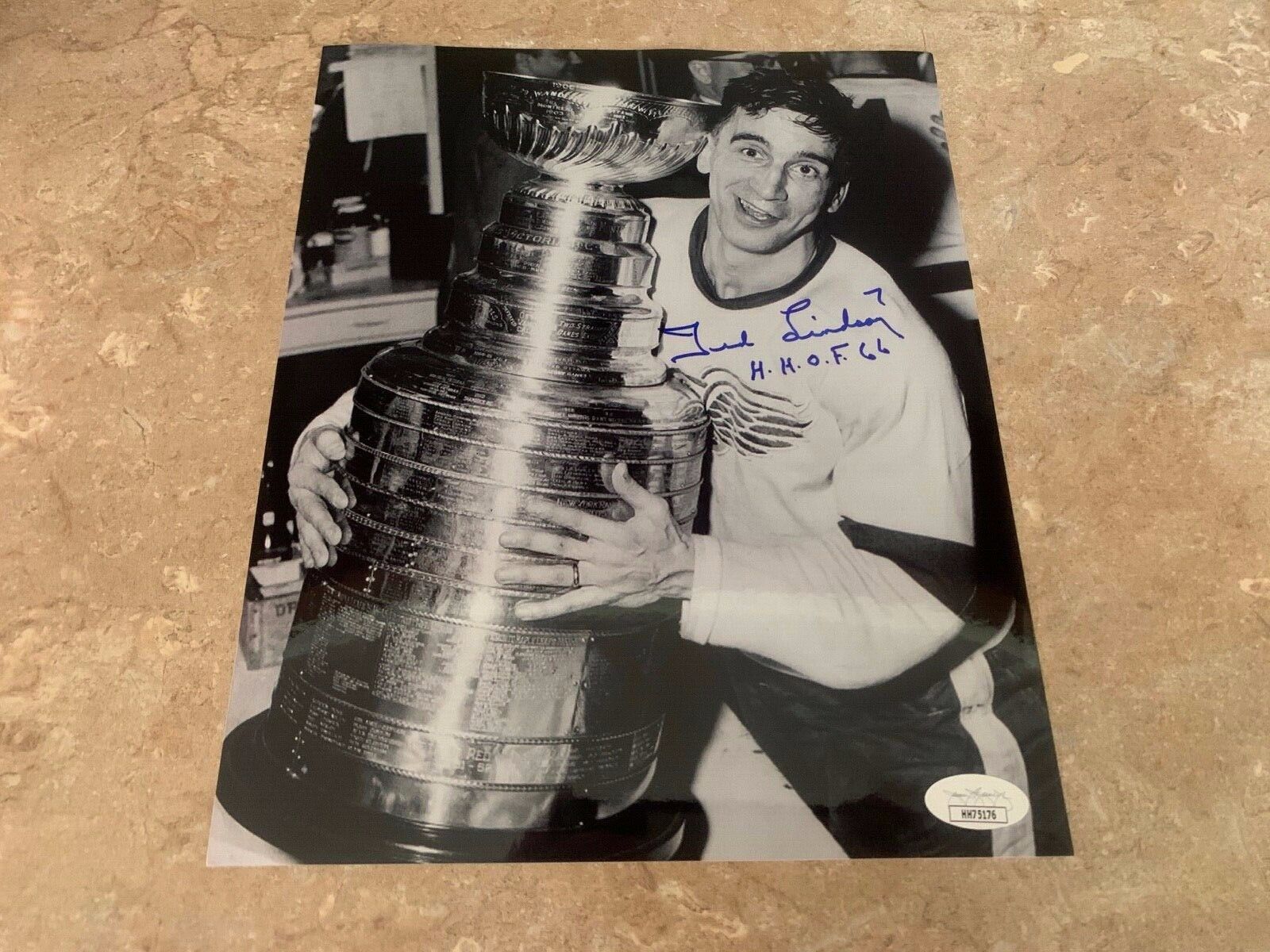 Ted Lindsay Red Wings HHOF 1966 Autographed 8x10 Hockey Photo 3 JSA COA #HH75180