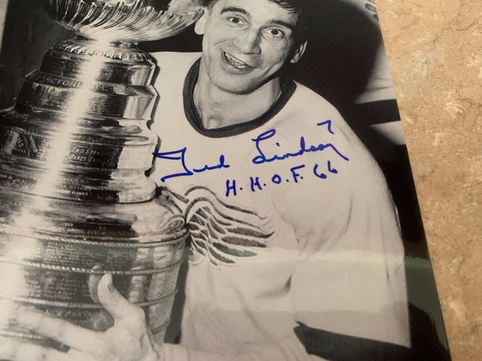 Ted Lindsay Red Wings HHOF 1966 Autographed 8x10 Hockey Photo 3 JSA COA #HH75180