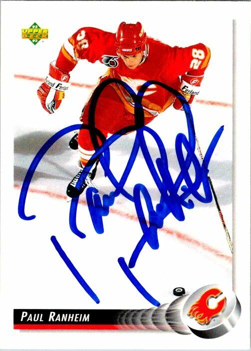 Paul Ranheim Calgary Flames Hand Signed 1992-93 UD Hockey Card #328 NM