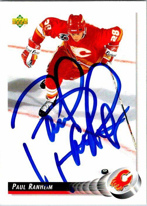 Paul Ranheim Calgary Flames Hand Signed 1992-93 UD Hockey Card #328 NM