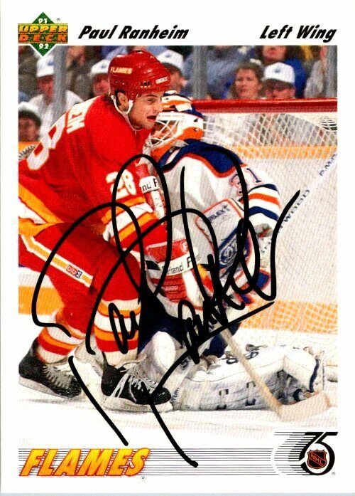 Paul Ranheim Calgary Flames Hand Signed 1991-92 UD Hockey Card #472 NM