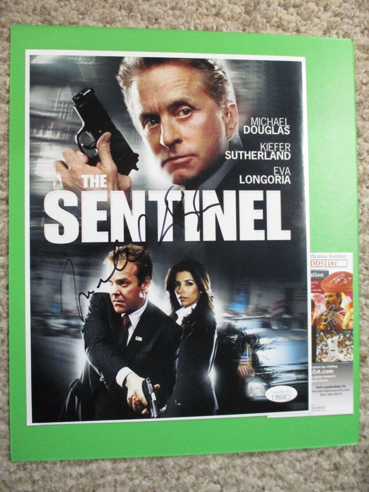 Michael Douglas The Sentinel Secret Service Autographed 8.5x11 Black Photo JSA