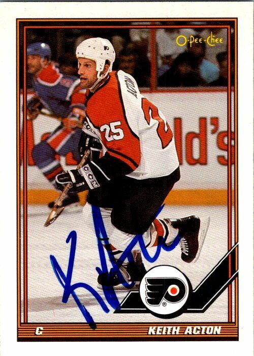 Keith Action Philadelphia Flyers Hand Signed 1991-92 OPC Hockey Card #77 NM