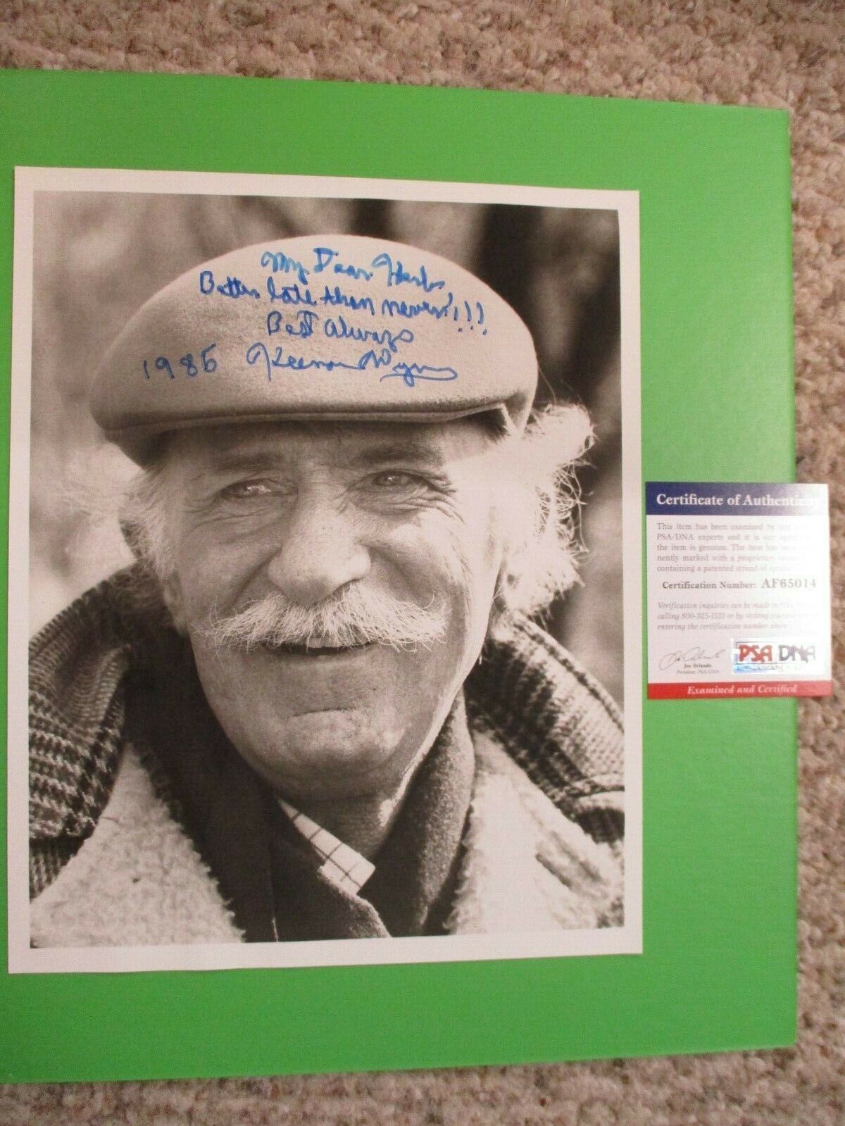 Keenan Wynn 1985 Personalization Signed Autographed 8x10 B&W Photo PSA