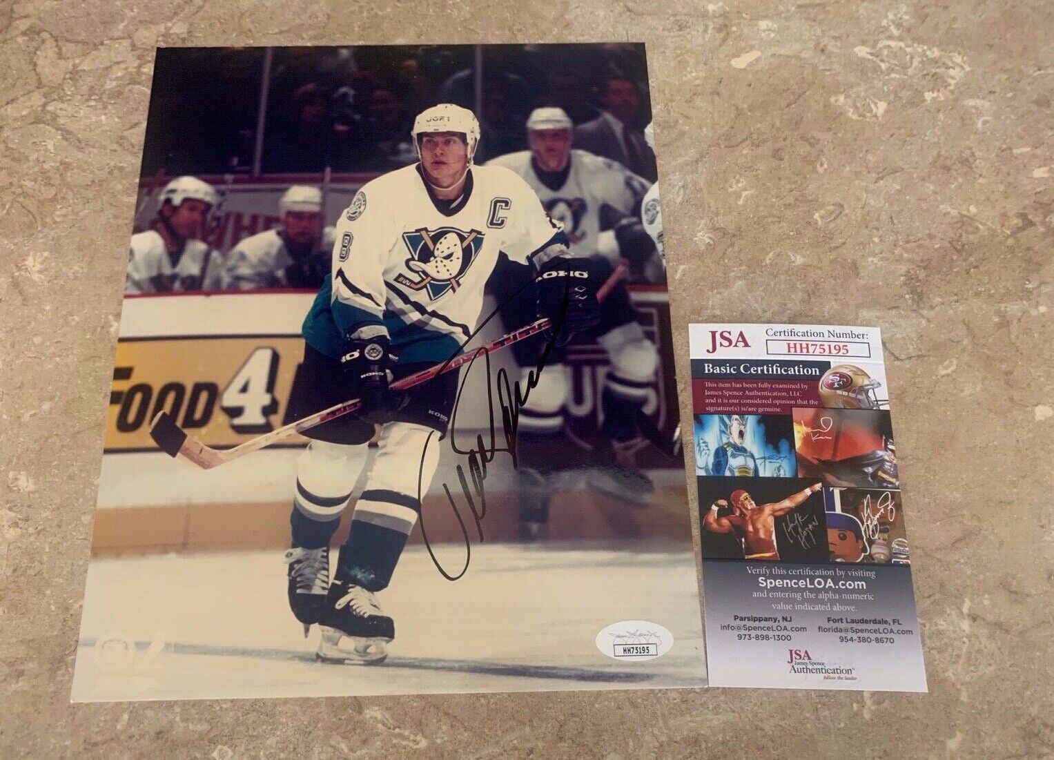 Teemu Selanne Mighty Ducks Autographed 8x10 Hockey Photo JSA COA #HH75195