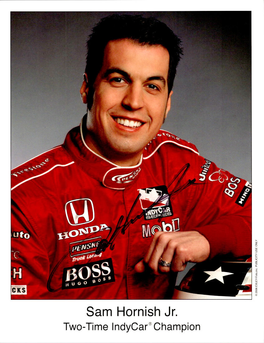 Sam Hornish JR. Boss Hugo Signed Autographed Cardstock 8.5x11 Photo