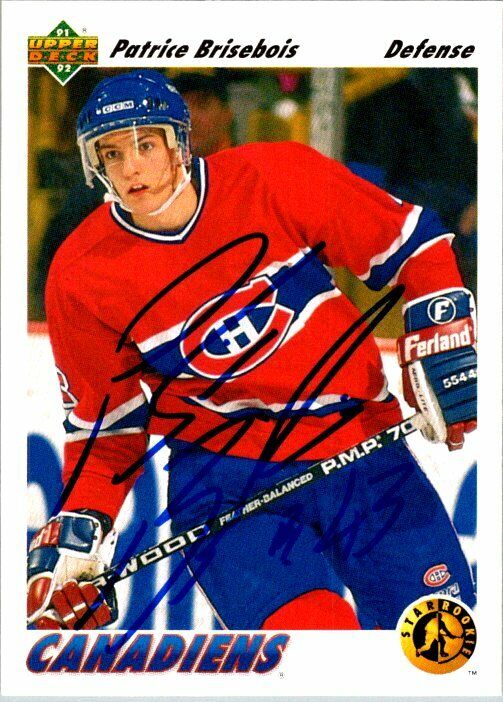 Patrick BriesBois Canadiens Hand Signed 1991-92 Upper Deck Hockey Card #442 NM