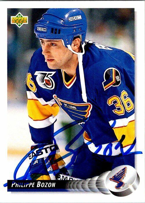 Phillippe Bozon St Louis Blues Hand Signed 1992-93 Upper Deck Hockey Card #283