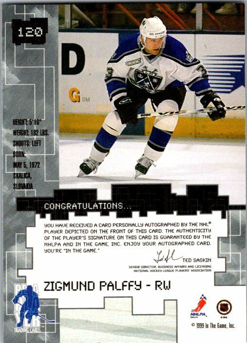 Zigmund Palffy Millennium Signature AutoCard 2015/16 ING Vault 1999 Signed