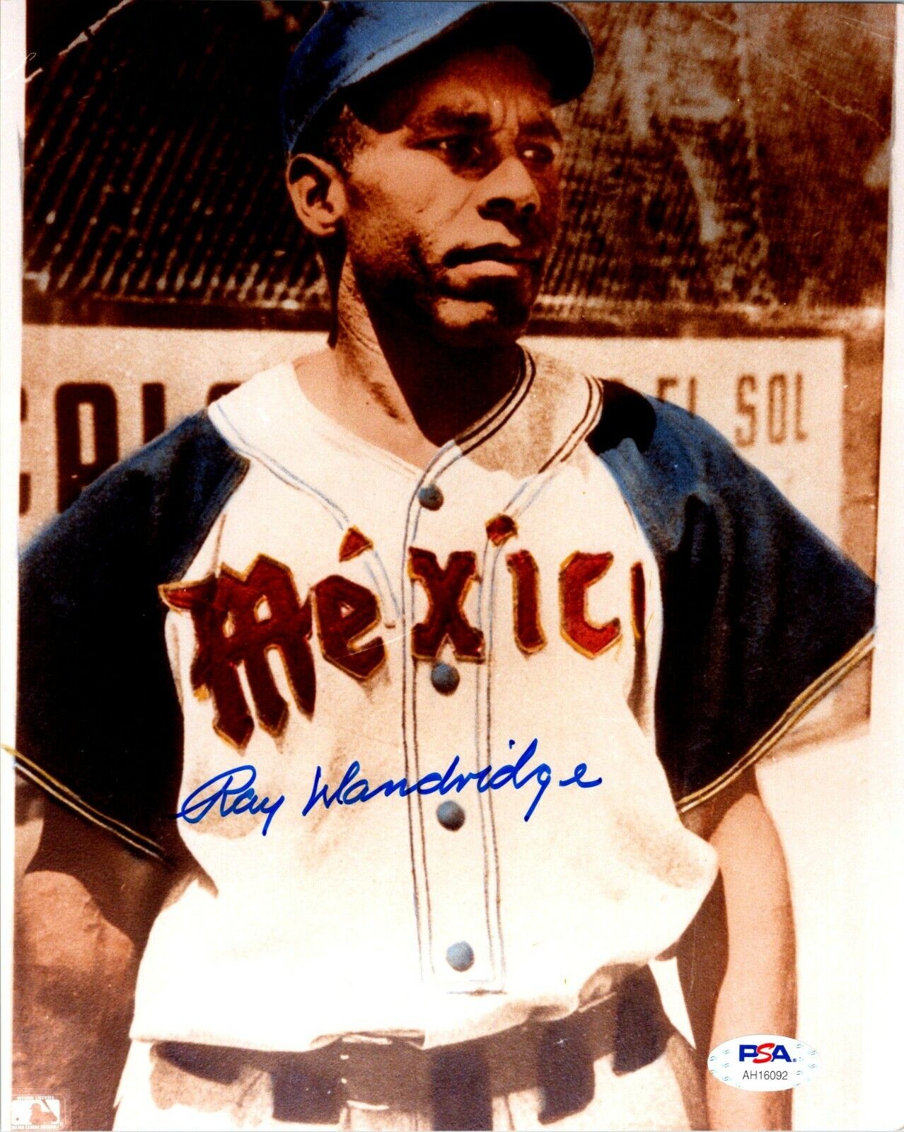 Ray Dandridge Hall Of Famer Team Mexico Signed 8x10 Color Photo With PSA COA EX