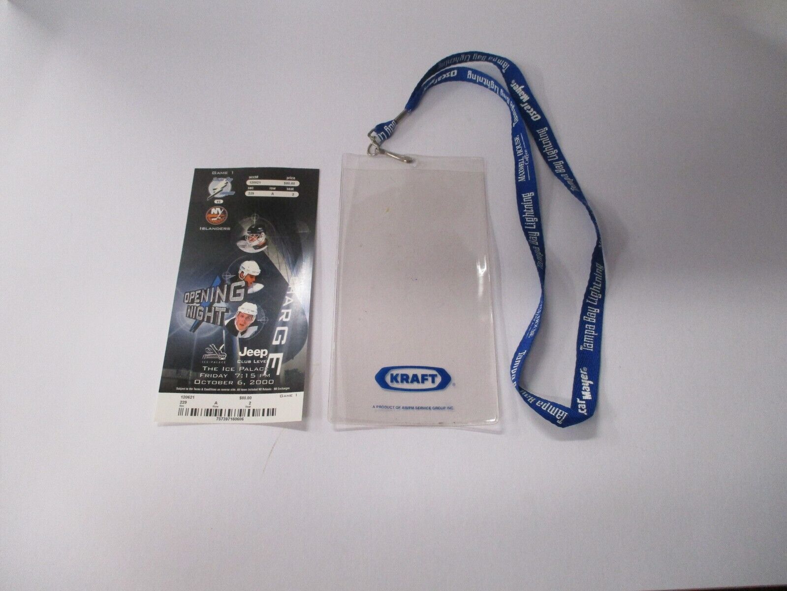 Tampa Bay Lightning 2000 Opening Night Ticket Featuring Lecavalier With Holder