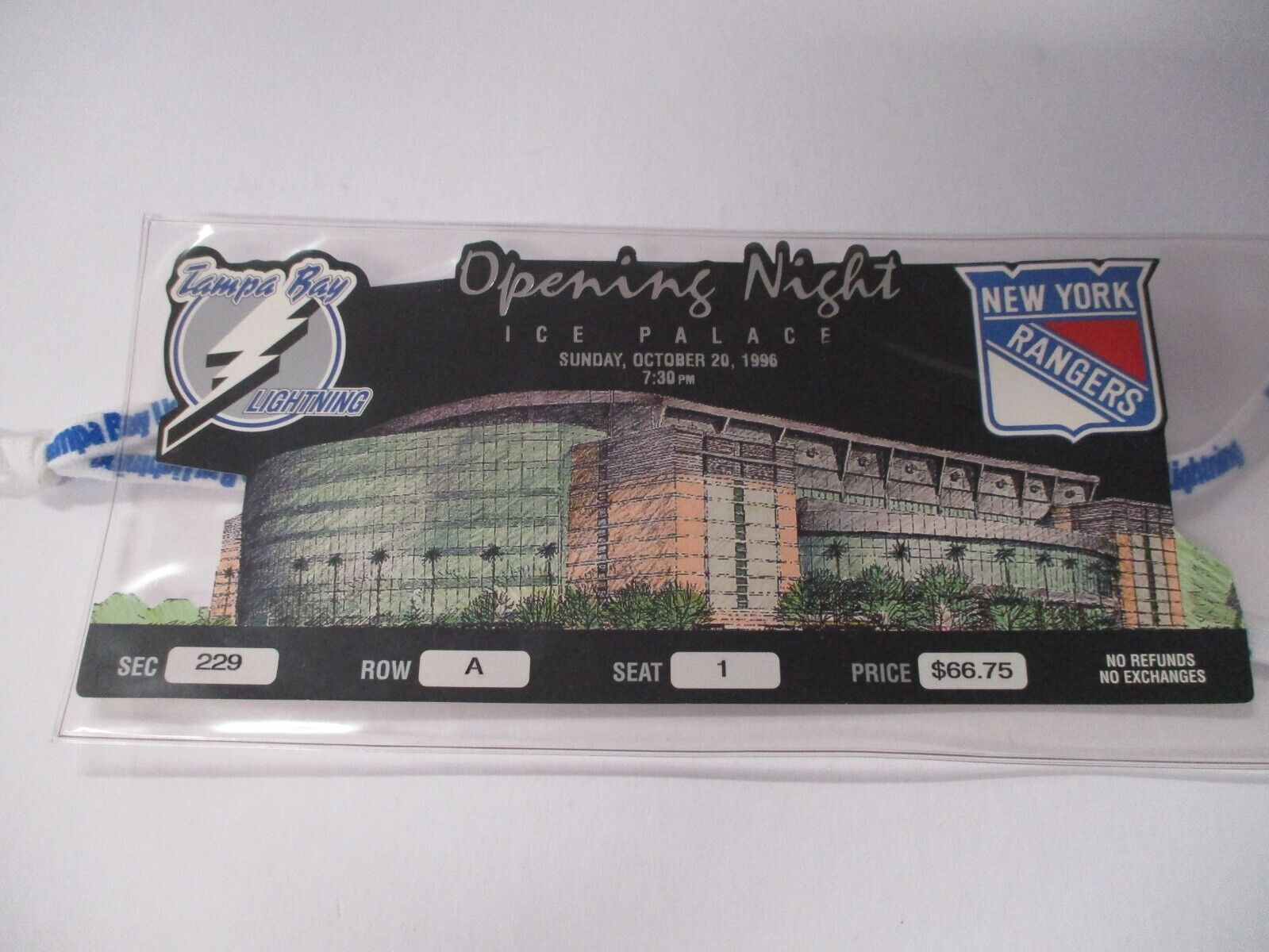 Tampa Bay Lightning Inaugural Game Ice Palace Ticket Gretzky Goal #840 & Holder