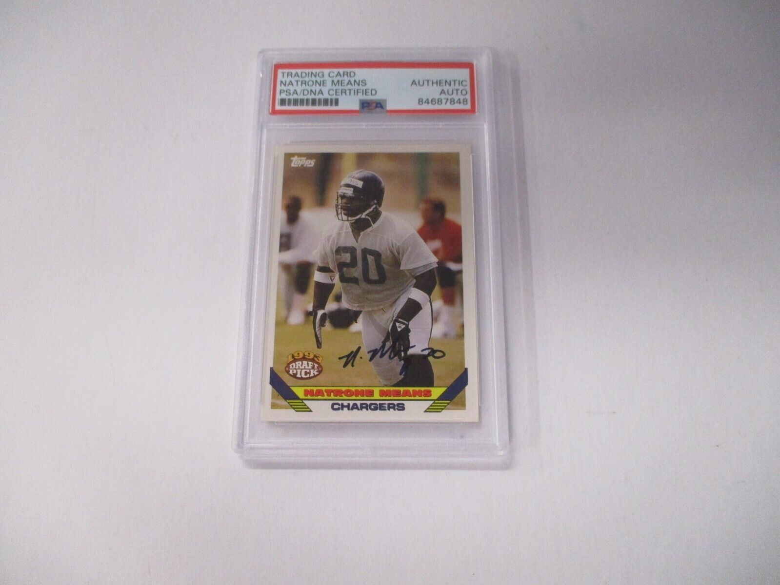 Natrone Means Chargers NFL Autographed 1993 Topps Rookie Card #243 PSA Slab