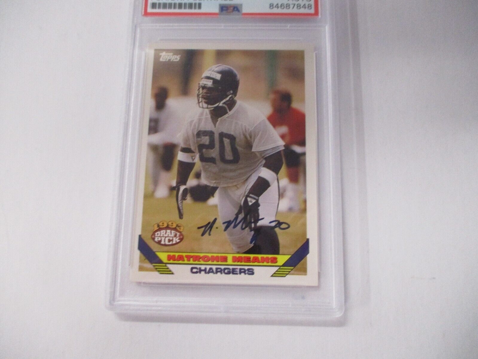 Natrone Means Chargers NFL Autographed 1993 Topps Rookie Card #243 PSA Slab