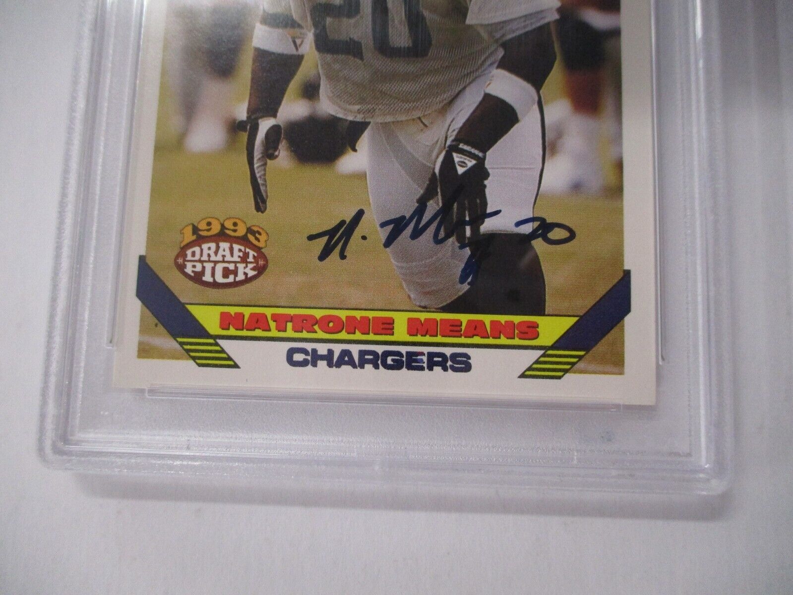 Natrone Means Chargers NFL Autographed 1993 Topps Rookie Card #243 PSA Slab