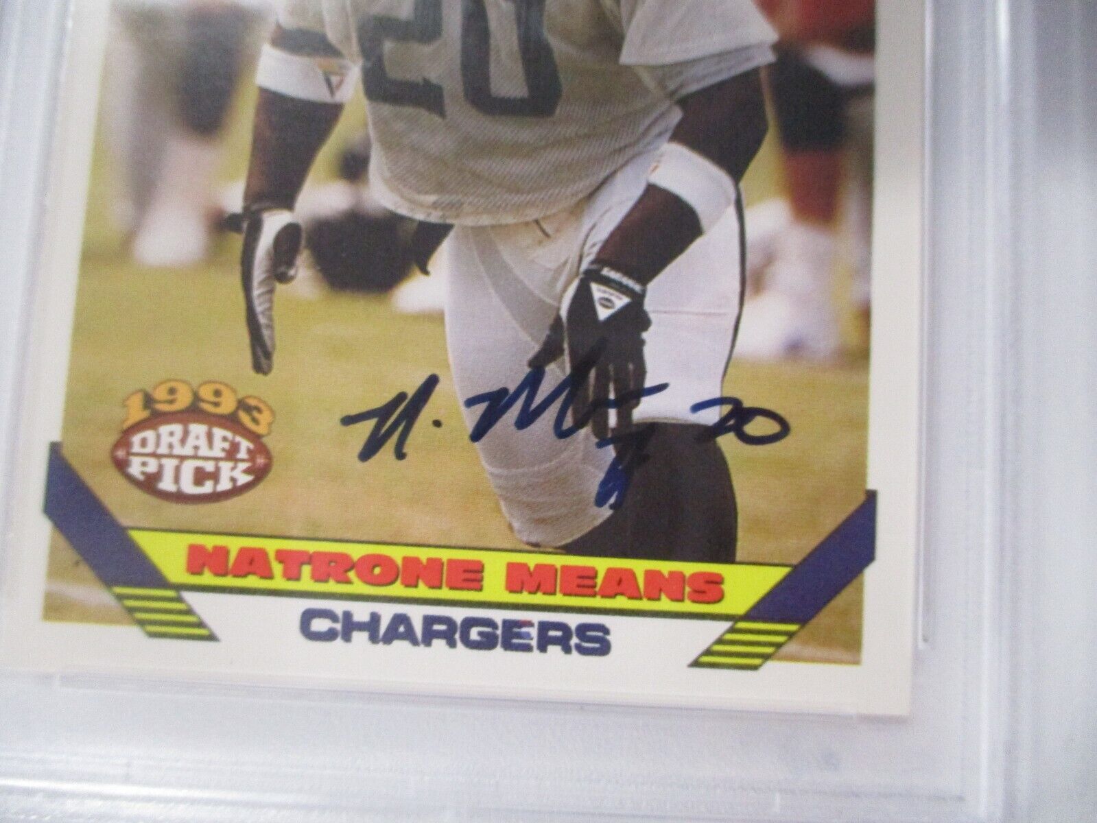 Natrone Means Chargers NFL Autographed 1993 Topps Rookie Card #243 PSA Slab