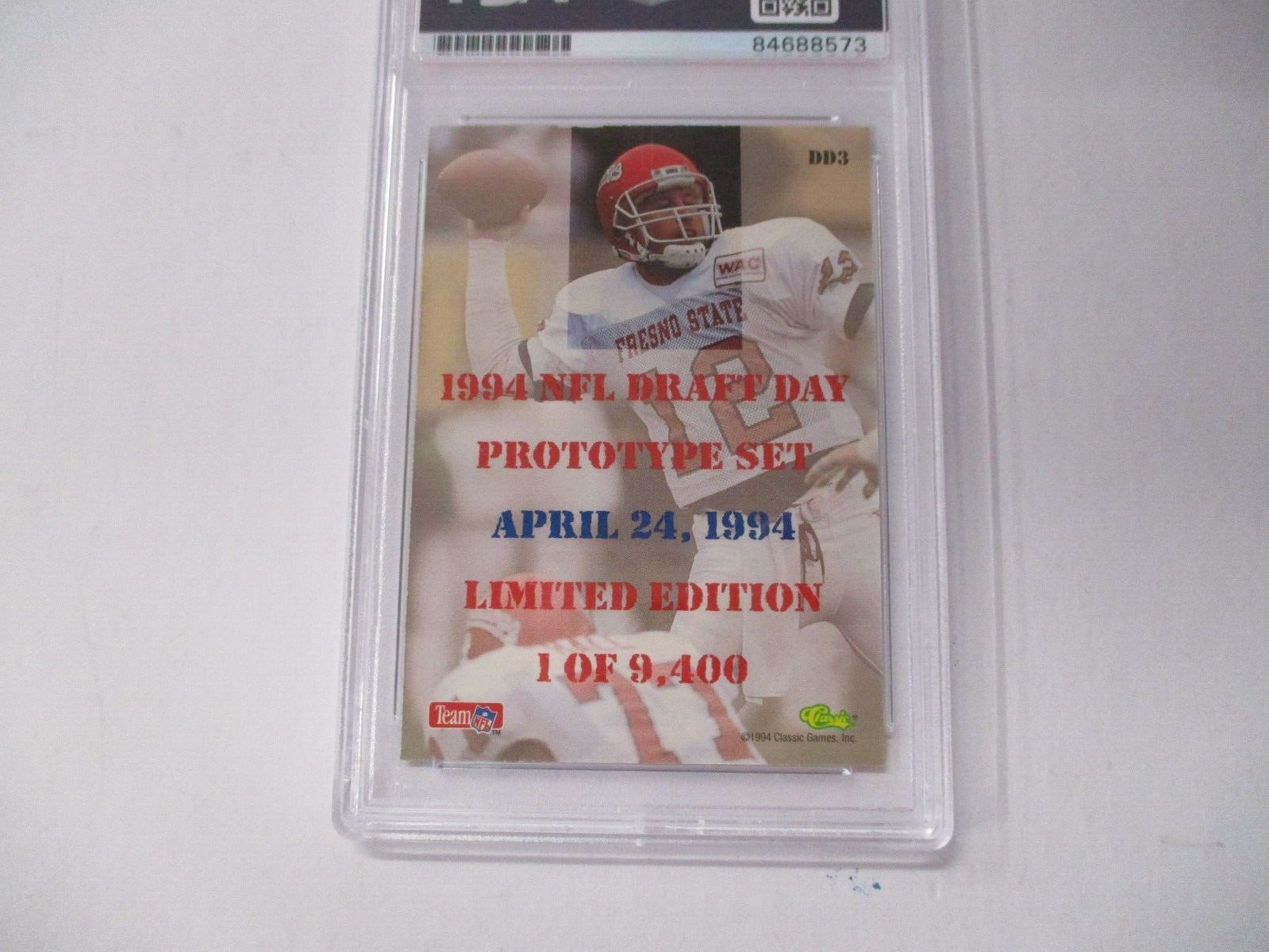 Trent Dilfer Redskins NFL Autographed 1994 Classic Draft Pick Card #DD3 PSA Slab