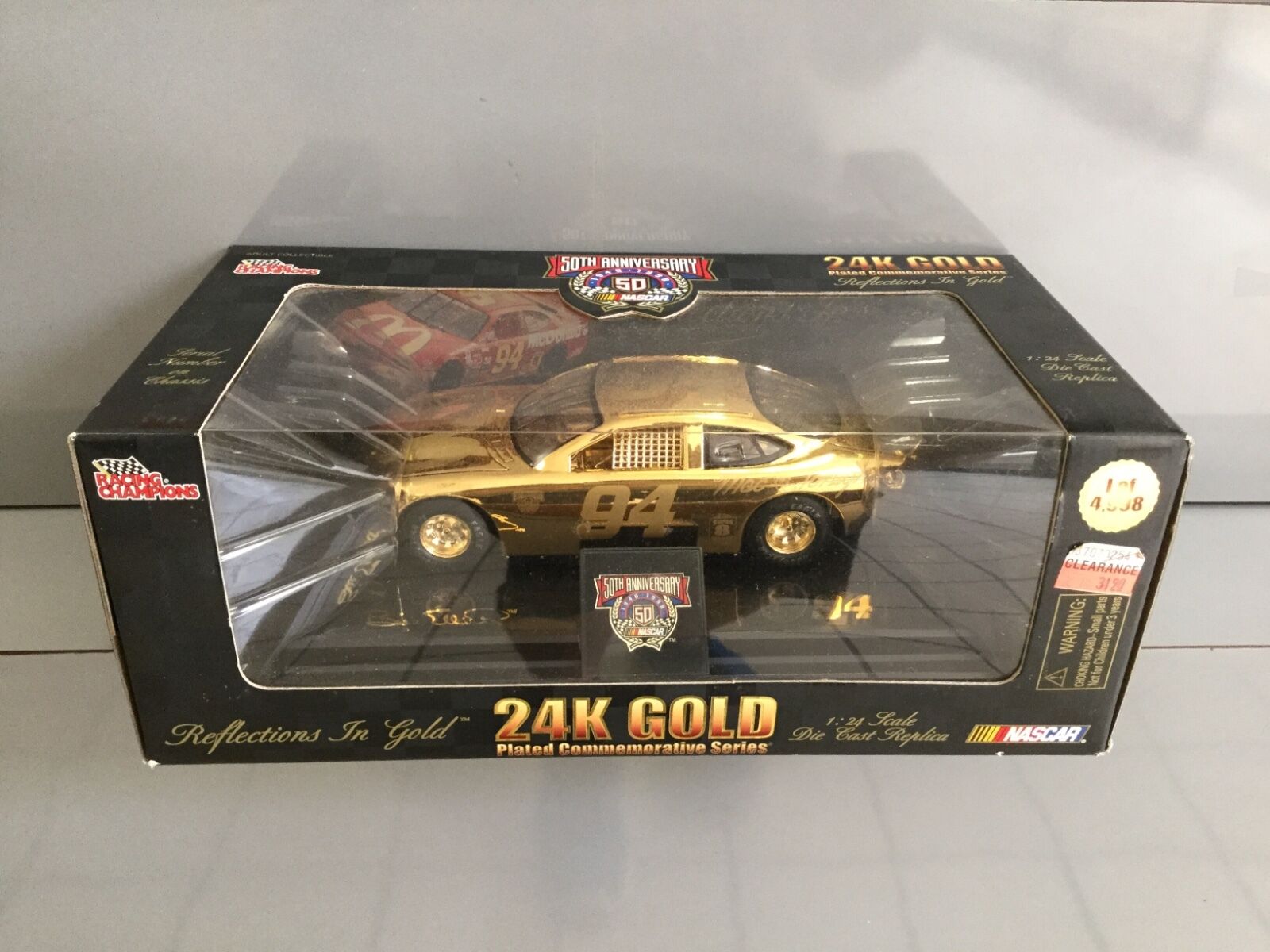 Racing Champions #94 Bill Elliott McDonald’s 24K Gold 1:24 Original Box NIB