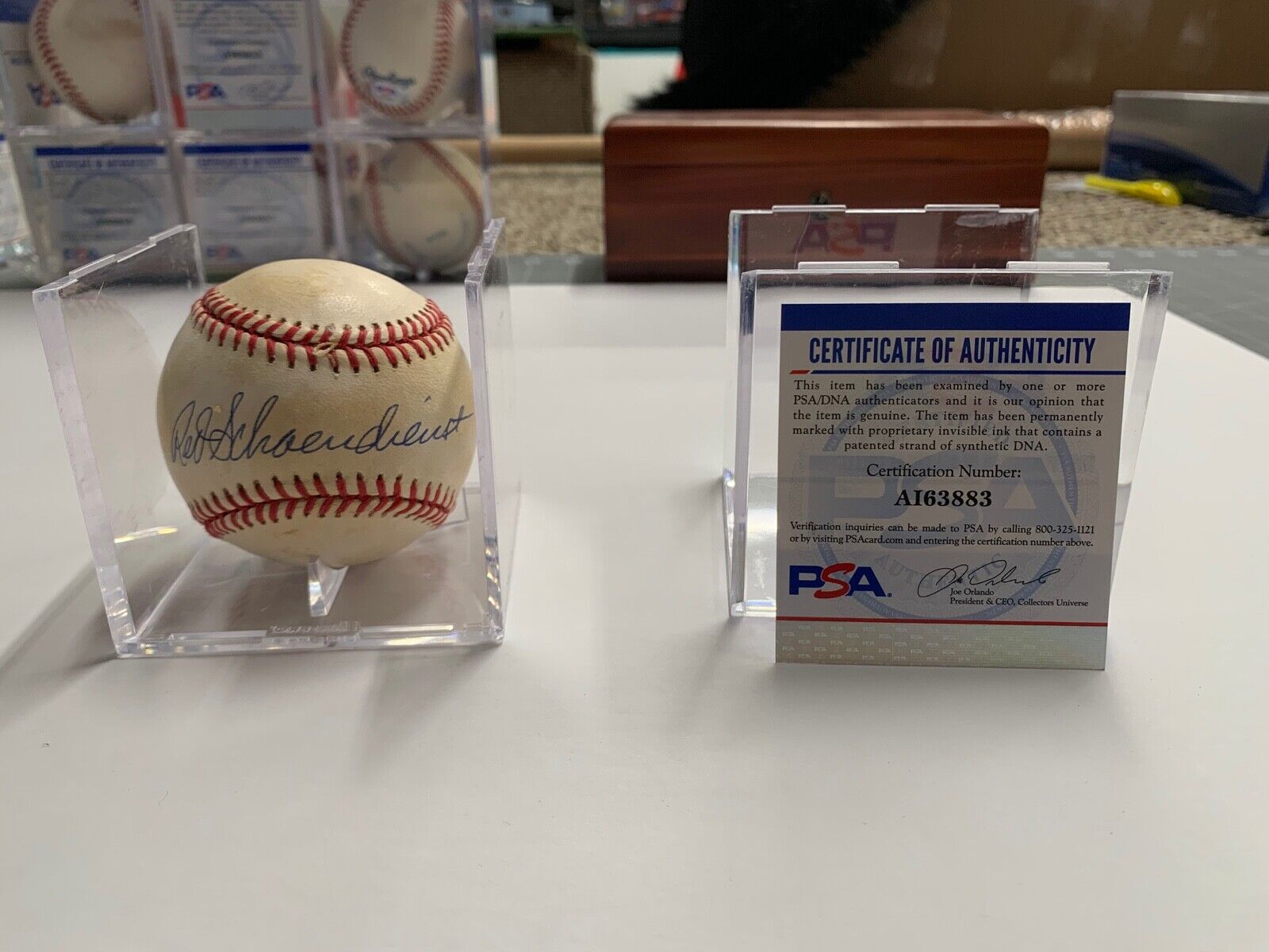 Red Schoendienst Autographed Rawlings White Baseball PSA Certified #AI63883 MLB