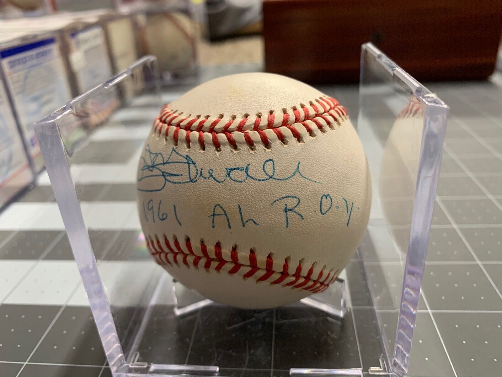 Don Schwall Red Sox Autographed Gene Budig Baseball 1961 ROY PSA #AI63908