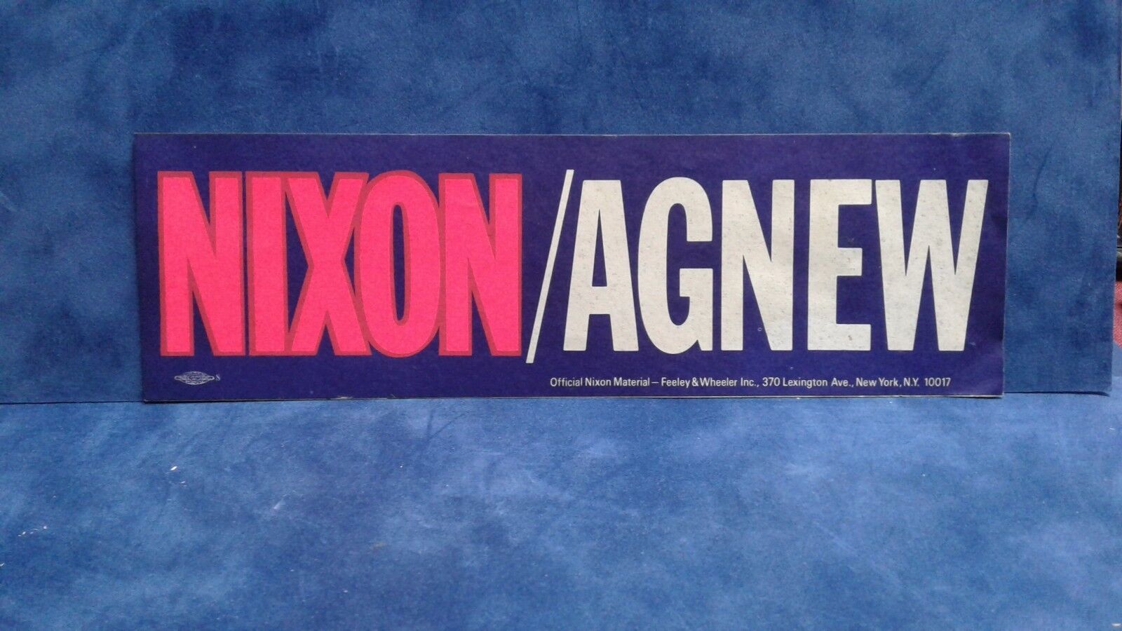 1972 Richard Nixon Campaign Nixon/Agnew Bumper Sticker Original