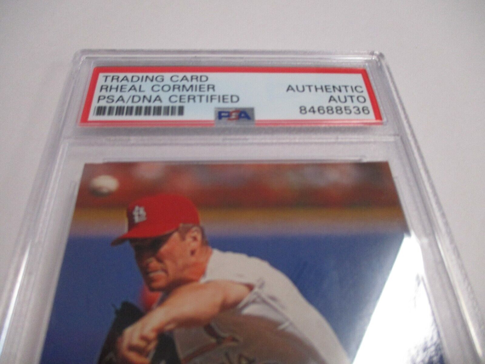 Rheal Cormier Cardinals Autographed 1994 Leaf Baseball Card #110 PSA Slab