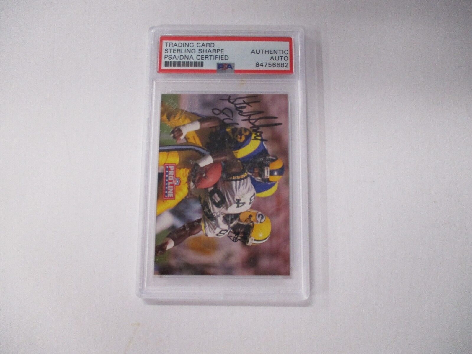 Sterling Sharpe Packers NFL Autographed 1991 PL Football Card #6/9 PSA Slab 2