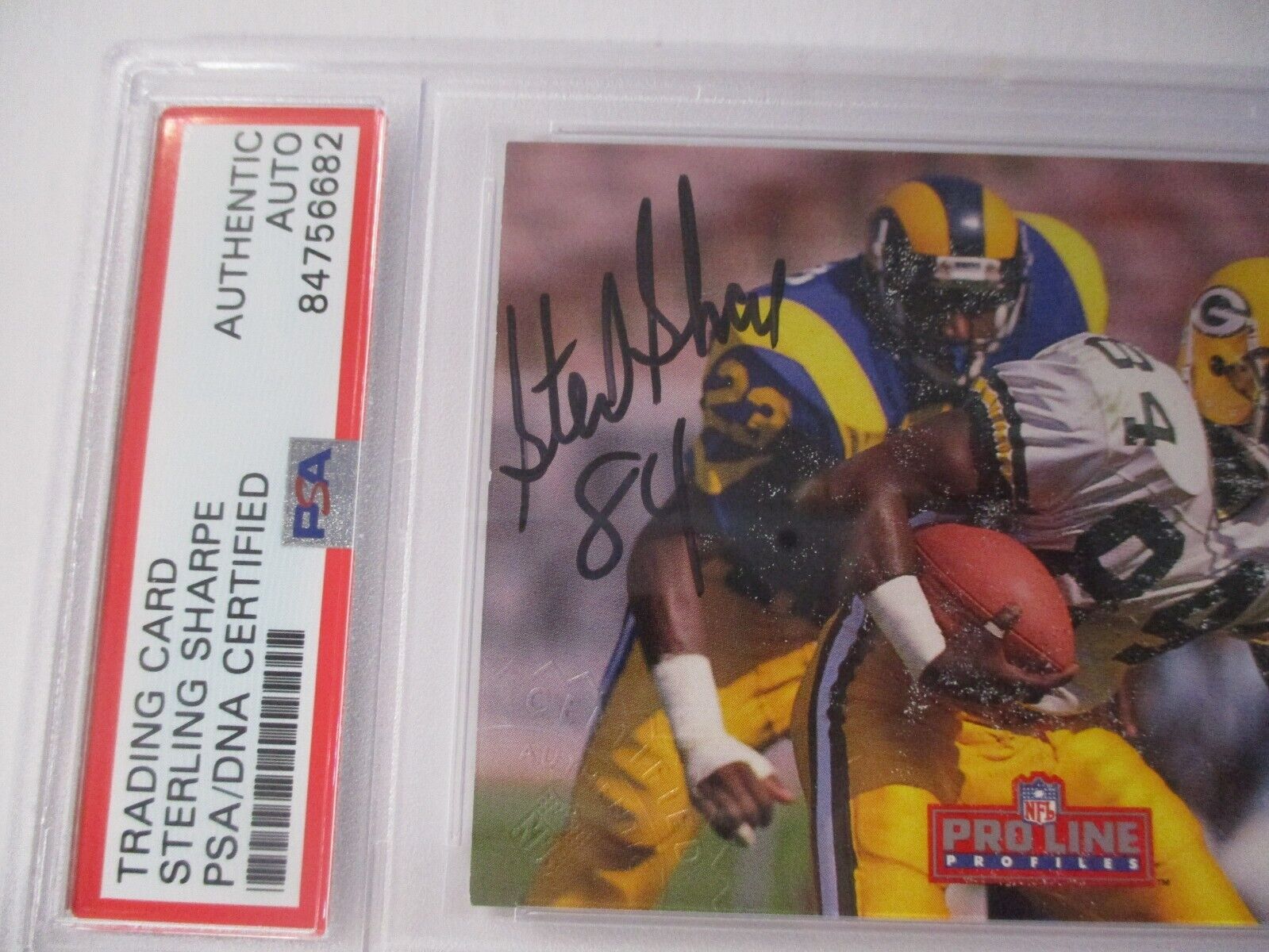 Sterling Sharpe Packers NFL Autographed 1991 PL Football Card #6/9 PSA Slab 2