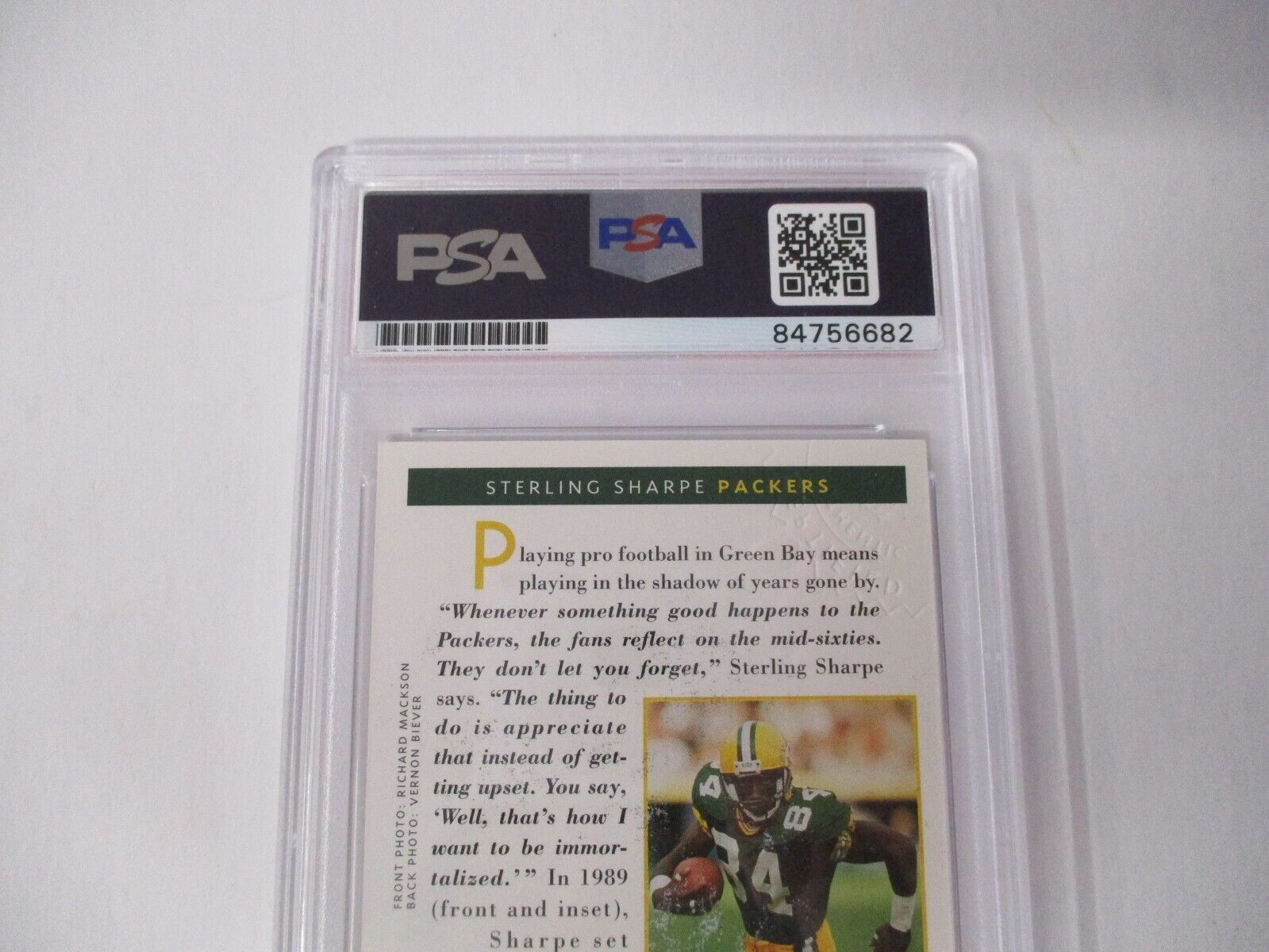 Sterling Sharpe Packers NFL Autographed 1991 PL Football Card #6/9 PSA Slab 2