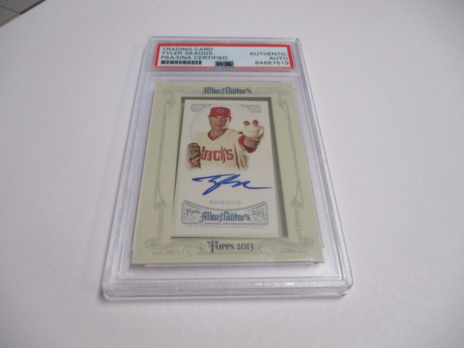 Tyler Skaggs Diamondbacks MLB Autographed 2013 A&G Mini Auto Card PSA Slab