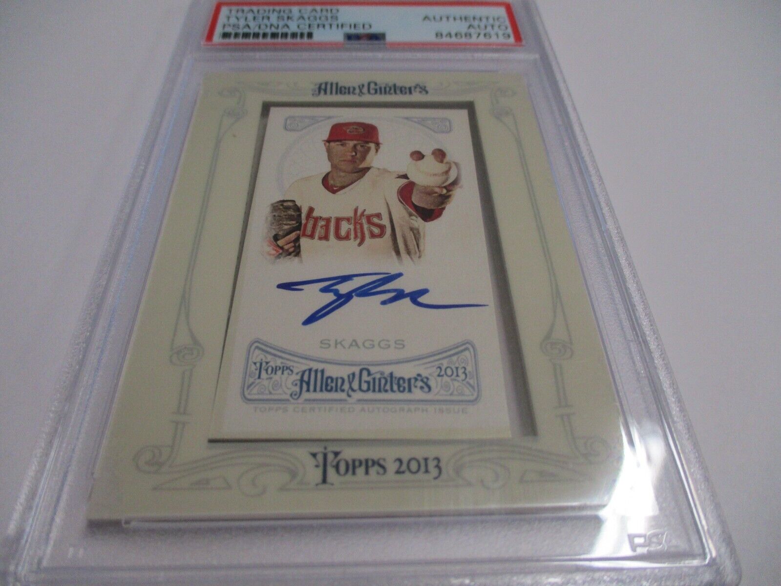 Tyler Skaggs Diamondbacks MLB Autographed 2013 A&G Mini Auto Card PSA Slab