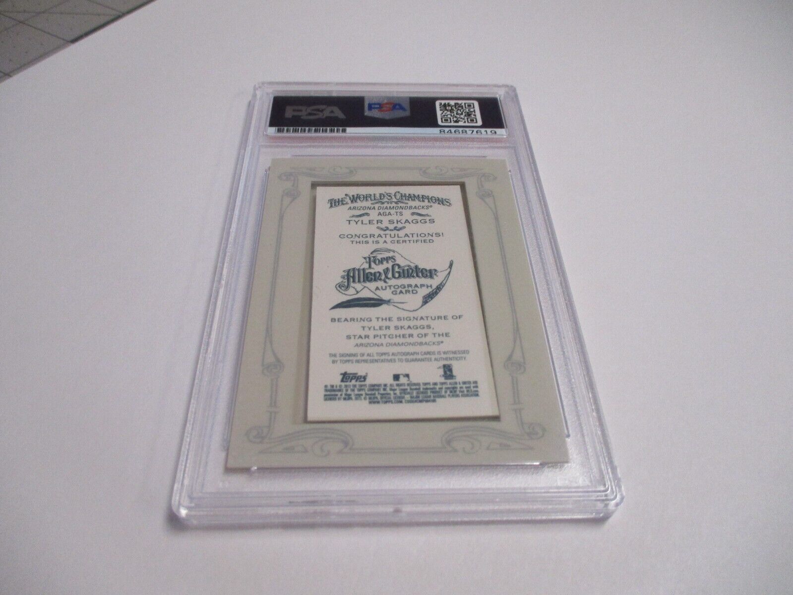 Tyler Skaggs Diamondbacks MLB Autographed 2013 A&G Mini Auto Card PSA Slab