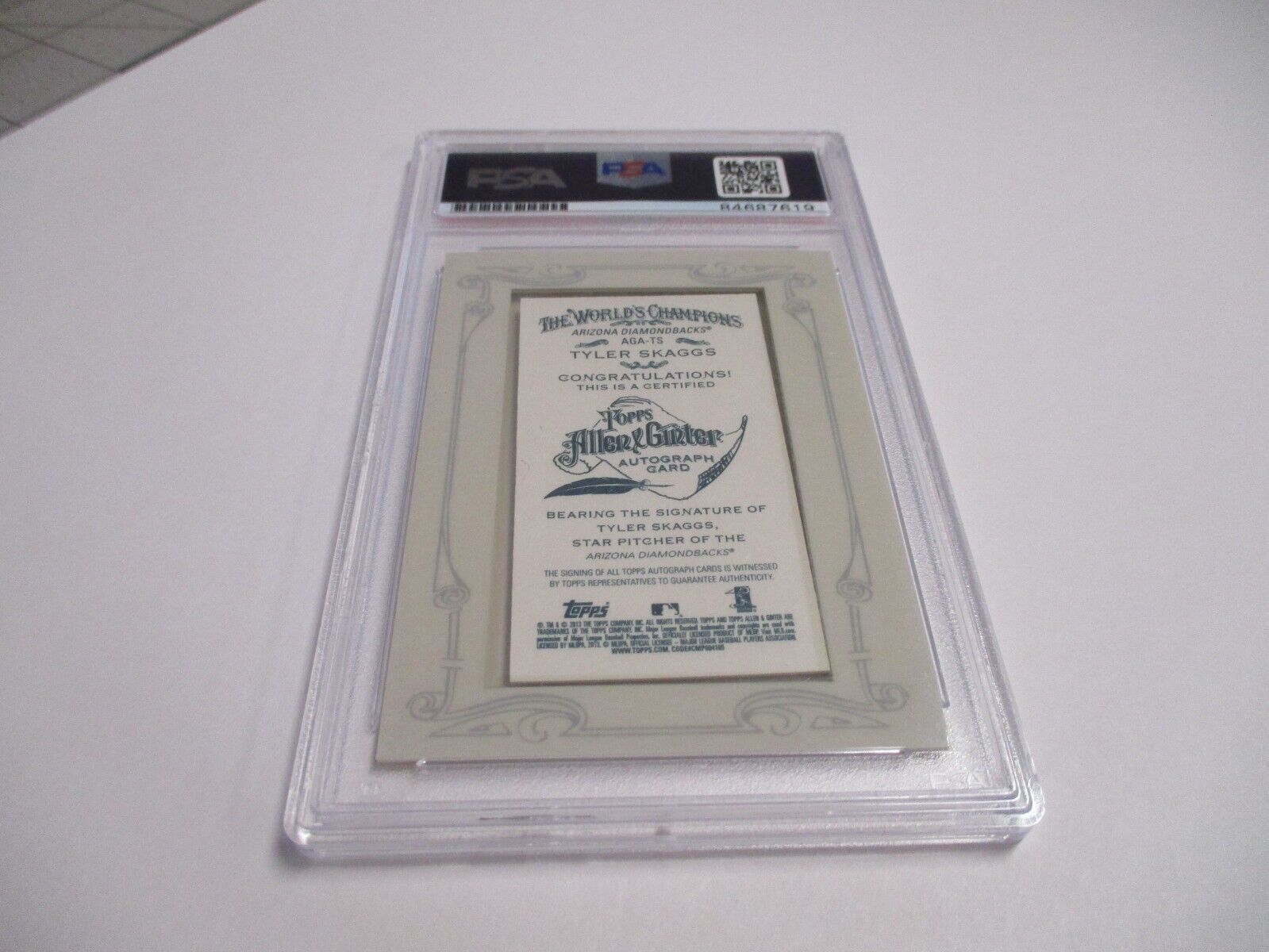 Tyler Skaggs Diamondbacks MLB Autographed 2013 A&G Mini Auto Card PSA Slab