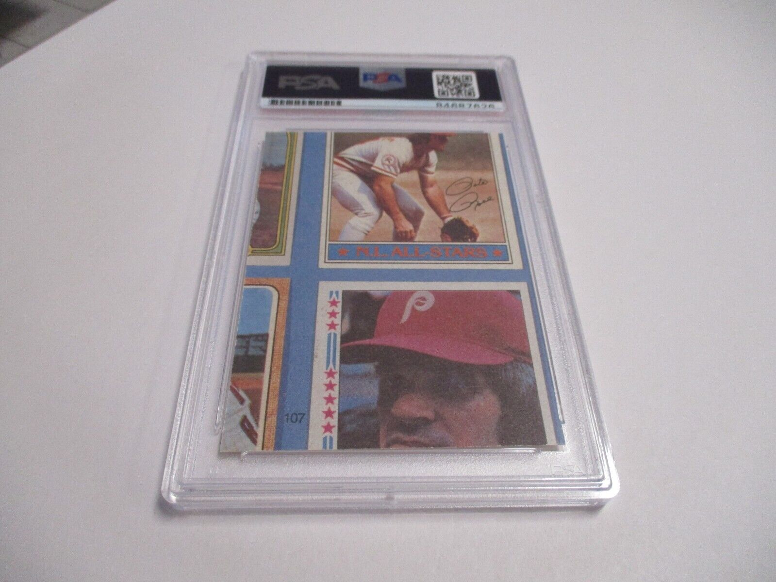 Pete Rose Cincinnati Reds Autographed 1986 Puzzle Back Baseball Card PSA Slab 3